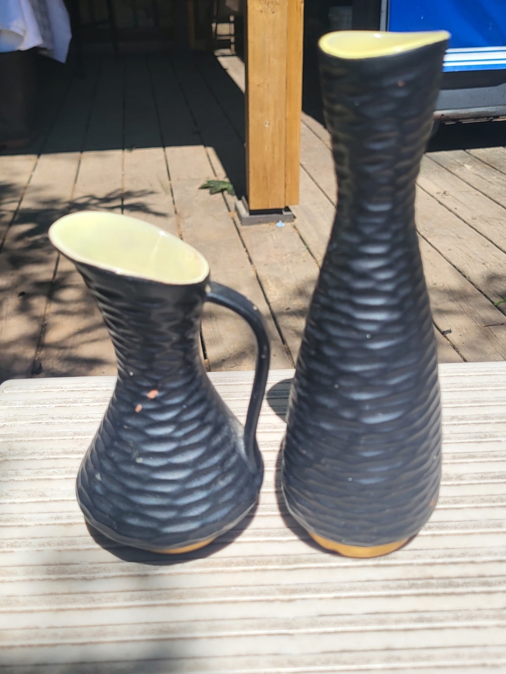 Ceramic Black Textured Pitcher and Carafe Set